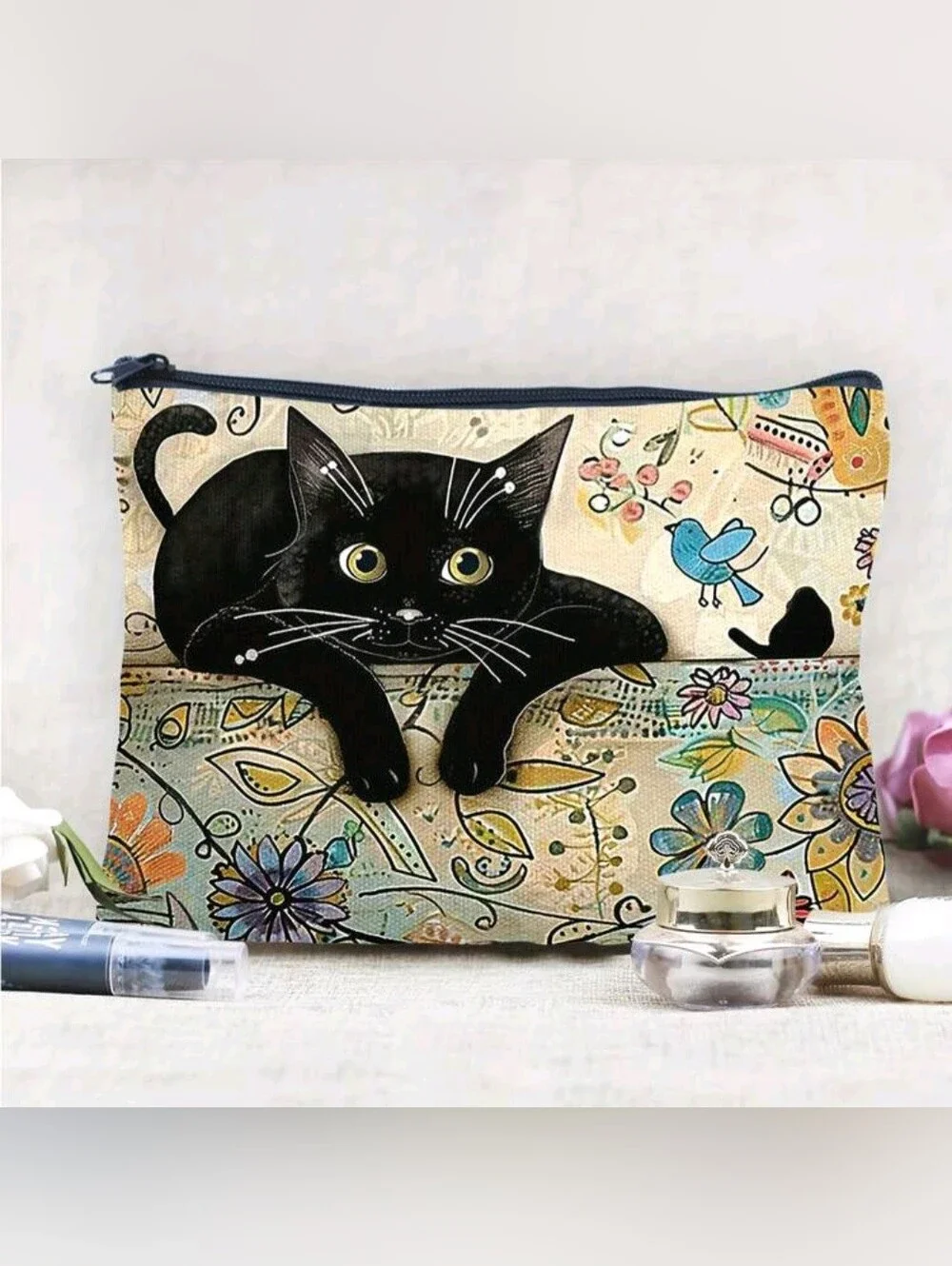 Cosmetic Bag/Travel Pouch - Black Cat, Floral Elephant, Tree of Life | NIP